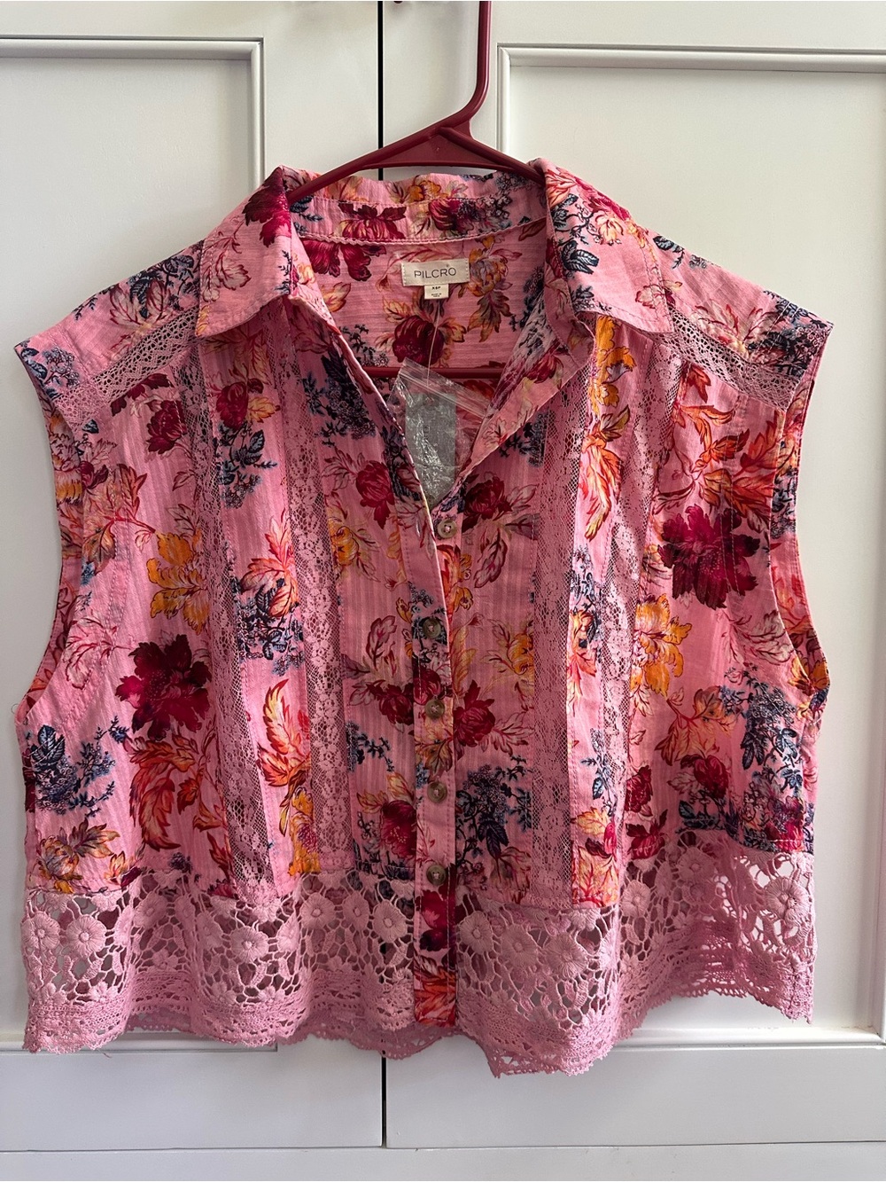 NWT Pilcro Anthropologie lace floral top, size XSP
